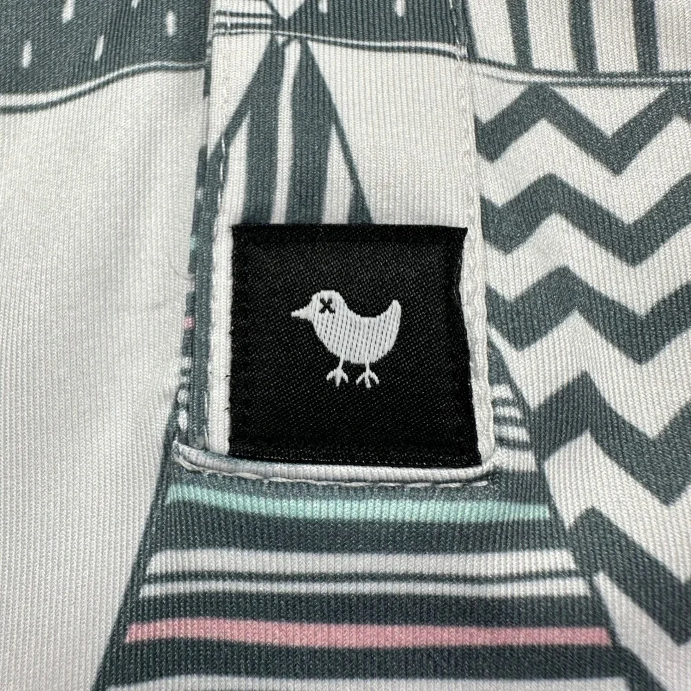 Bad Birdie Polo Shirt Mens Medium Multicolor Geometric Triangle Golf Performance - Picture 6 of 11